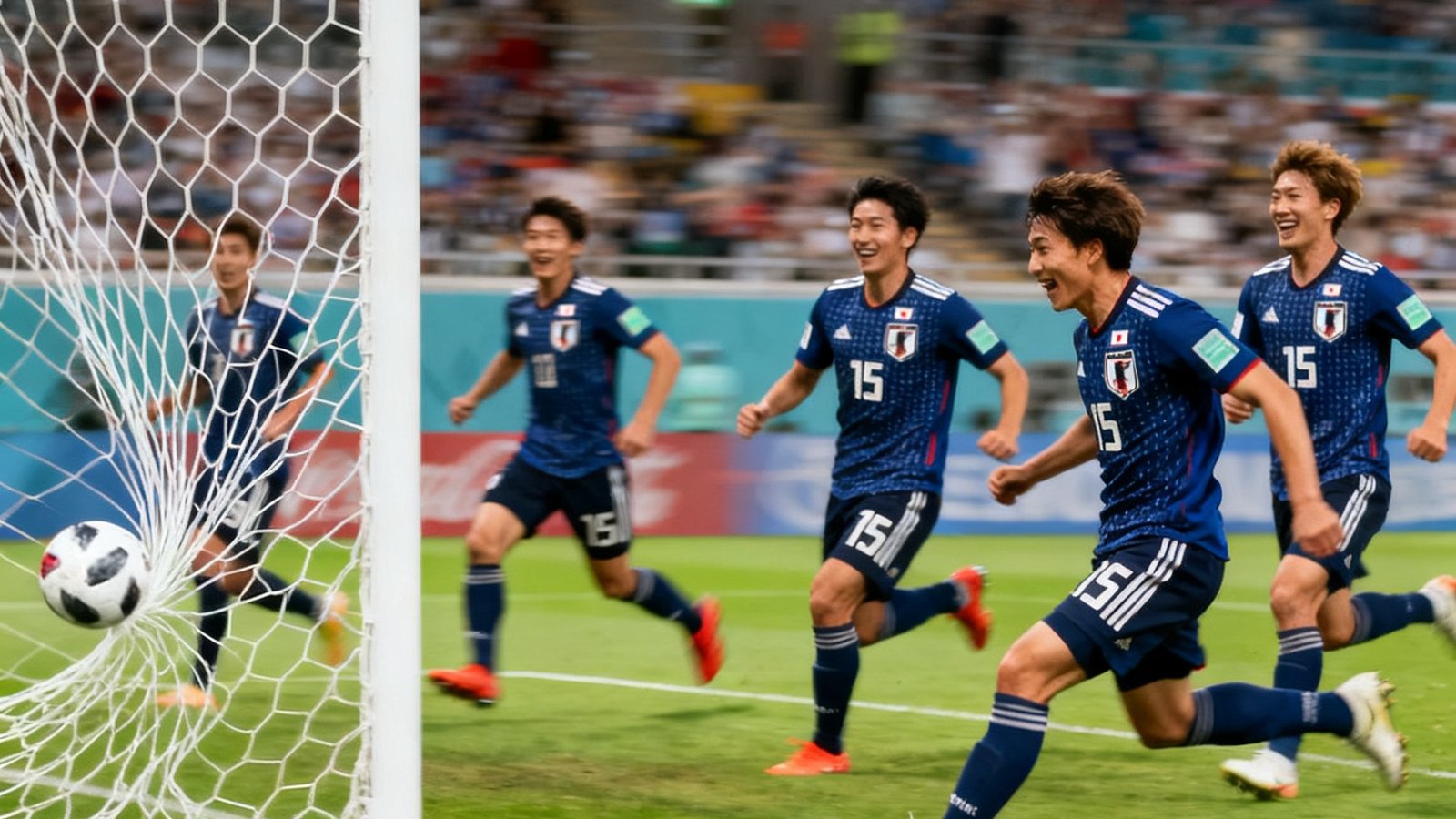 日本队连续15脚传递后破门，团队进球精彩回放